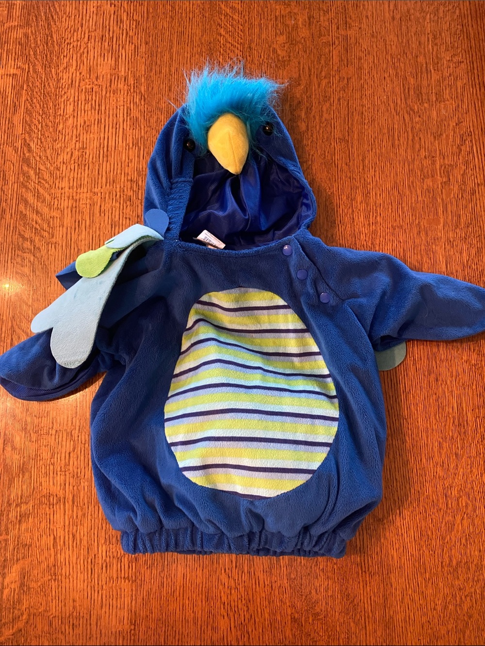 Blue Peacock Baby Costume Jacket with Striped Belly